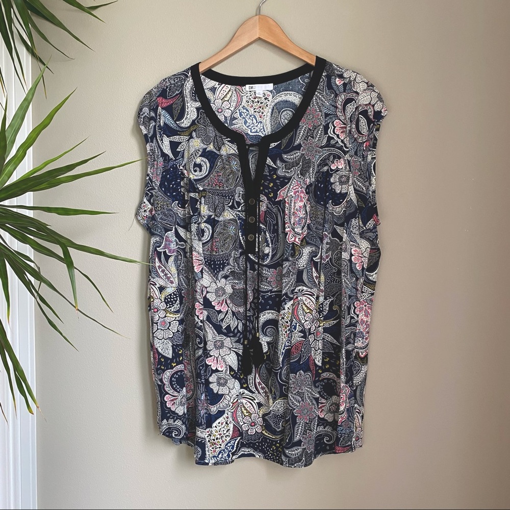 Blue Paisley Tassel Tie Top